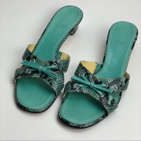 Cole Haan Shoes - Cole Haan Teal Snakeskin Slip-on low heat 9B